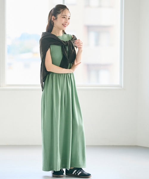 coca（coca）（コカ）の「【WEB限定セール】＼新色追加／ボートネックサマーニットワンピース（ワンピース・レディース・ブラック/グレイッシュベージュ/イエロー/ブラウン/ライトグリーン・ONE SIZE/M/L）」の12枚目の写真