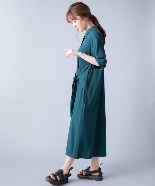 La SRIC(ラスリック)の「La SRIC/2WAYバイカラーリボンワンピース(ワンピース・レディース・ブラウン/グリーン・38)」の4枚目の写真