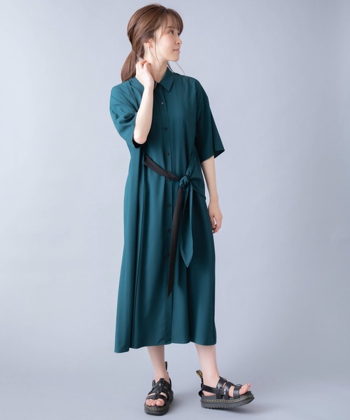 La SRIC(ラスリック)の「La SRIC/2WAYバイカラーリボンワンピース(ワンピース・レディース・ブラウン/グリーン・38)」の6枚目の写真