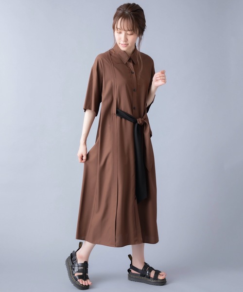 La SRIC(ラスリック)の「La SRIC/2WAYバイカラーリボンワンピース(ワンピース・レディース・ブラウン/グリーン・38)」の12枚目の写真