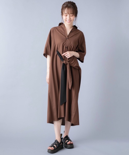 La SRIC(ラスリック)の「La SRIC/2WAYバイカラーリボンワンピース(ワンピース・レディース・ブラウン/グリーン・38)」の13枚目の写真