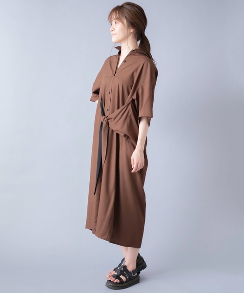 La SRIC(ラスリック)の「La SRIC/2WAYバイカラーリボンワンピース(ワンピース・レディース・ブラウン/グリーン・38)」の14枚目の写真