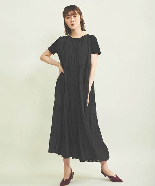 セール 異素材切替ティアードワンピース ワンピース The Virgnia ザ ヴァージニア のファッション通販 Zozotown