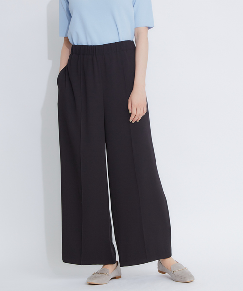 qualite（カリテ）の「ドレープワイドストレートパンツ（その他パンツ・レディース・ブラック/ベージュ・38/36）」の2枚目の写真