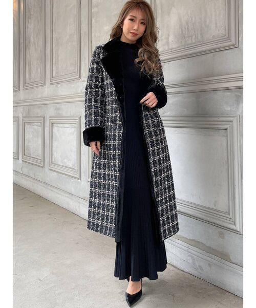 RESEXXY（リゼクシー）の「ボンディングツイードコート（その他アウター・レディース・ブラック/ベージュ・FREE）」の9枚目の写真