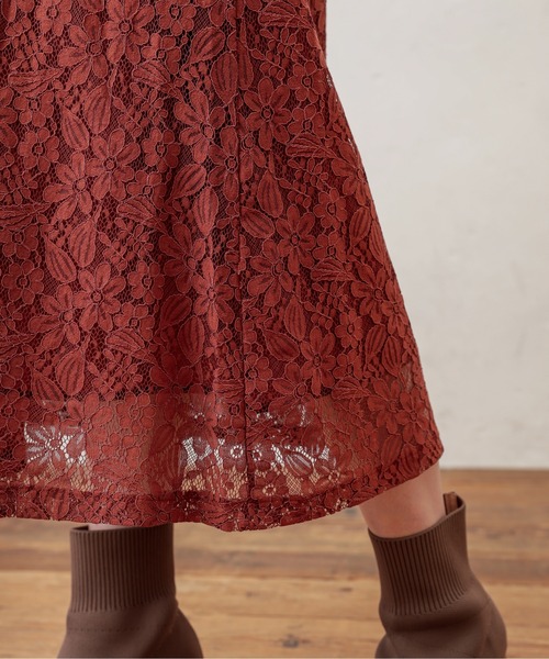 natural couture（ナチュラルクチュール）の「ニット×レース2WAYドッキングワンピース（ワンピース・レディース・ブラック/パープル/ラベンダー/オレンジ/ピンクベージュ・FREE）」の20枚目の写真