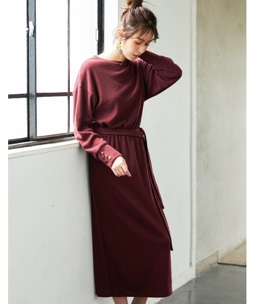 ｉｅｄｉｔ ウールライクなバックｖネックカットソーワンピース ワンピース Iedit イディット のファッション通販 Zozotown