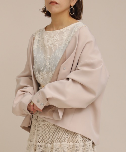 ap retro(アプレトロ)の「ノーカラーオーバージャケット【ZOZOTOWN限定商品】(ノーカラージャケット・レディース・オフホワイト/ベージュ/ブラック・FREE)」の12枚目の写真