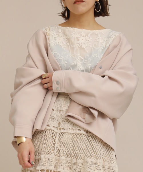 ap retro(アプレトロ)の「ノーカラーオーバージャケット【ZOZOTOWN限定商品】(ノーカラージャケット・レディース・オフホワイト/ベージュ/ブラック・FREE)」の7枚目の写真