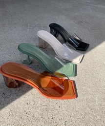 【EVOL】クリアヒールスクエアサンダル