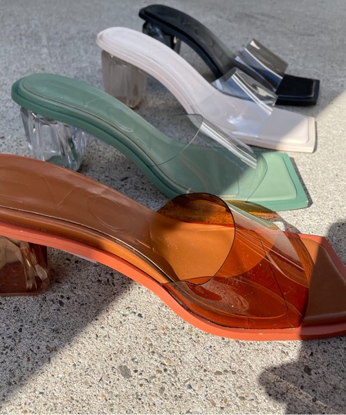 Doux archives（ドゥアルシーヴ）の「【EVOL】クリアヒールスクエアサンダル（サンダル・レディース・ベージュ/クリアブラック/ブラック/グリーン/クリア/ブラウン・22.5/23.5/24.5）」の10枚目の写真