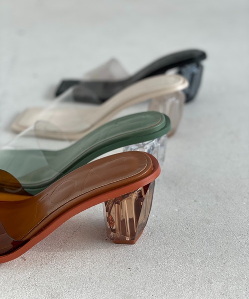 Doux archives（ドゥアルシーヴ）の「【EVOL】クリアヒールスクエアサンダル（サンダル・レディース・ベージュ/クリアブラック/ブラック/グリーン/クリア/ブラウン・22.5/23.5/24.5）」の11枚目の写真