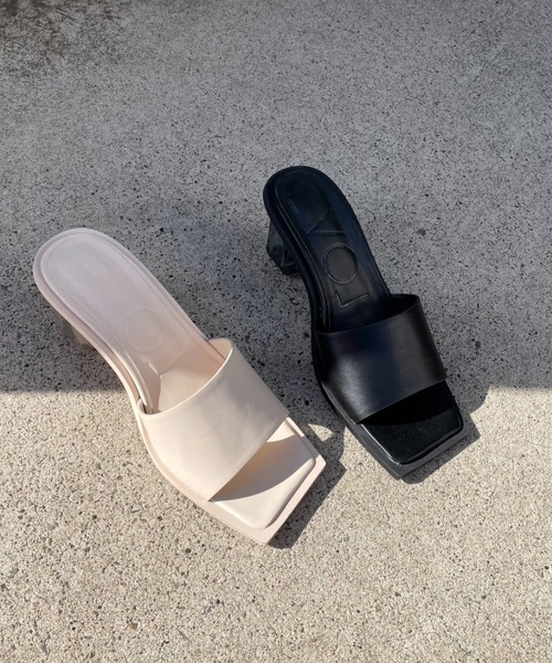 Doux archives（ドゥアルシーヴ）の「【EVOL】クリアヒールスクエアサンダル（サンダル・レディース・ベージュ/クリアブラック/ブラック/グリーン/クリア/ブラウン・22.5/23.5/24.5）」の12枚目の写真