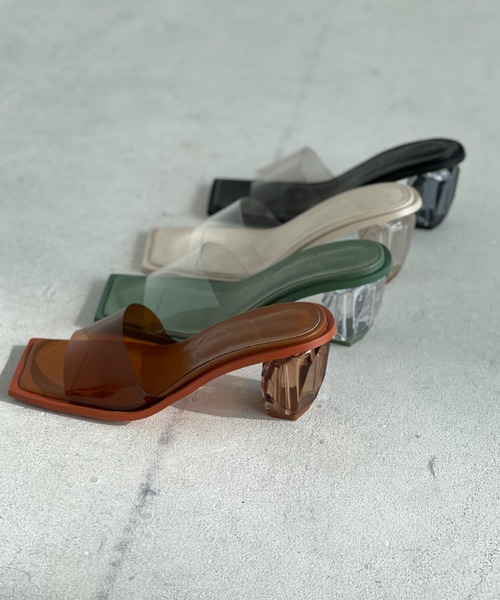 Doux archives（ドゥアルシーヴ）の「【EVOL】クリアヒールスクエアサンダル（サンダル・レディース・ベージュ/クリアブラック/ブラック/グリーン/クリア/ブラウン・22.5/23.5/24.5）」の15枚目の写真