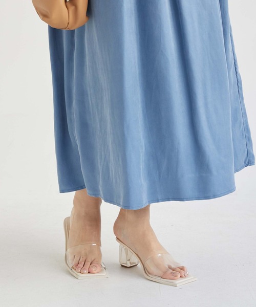 Doux archives（ドゥアルシーヴ）の「【EVOL】クリアヒールスクエアサンダル（サンダル・レディース・ベージュ/クリアブラック/ブラック/グリーン/クリア/ブラウン・22.5/23.5/24.5）」の7枚目の写真