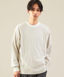 green label relaxing | SC コンフィヤーン ピーチ ボーダー クルーネック 長袖 カットソー(Tシャツ/カットソー)