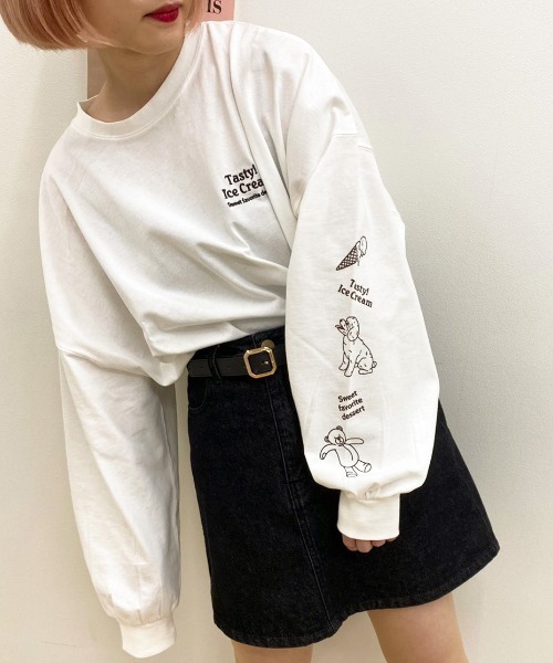 apres jour（アプレジュール）の「アソートビッグスリットロンT【ZOZOTOWN限定アイテム】（Tシャツ/カットソー・レディース・アイボリー/ブラック/ホワイト系その他3/オフホワイト/ホワイト系その他2/クリーム/ブラック系その他/ピンク/ホワイト系その他/ブラック系その他2/ホワイト系その他4/サックスブルー・フリー/X-LARGE）」の4枚目の写真