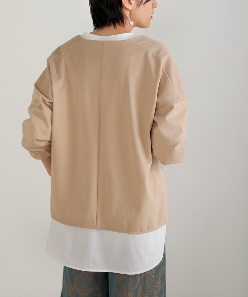Bou Jeloud(ブージュルード)の「インナー付◆深VネックTOPS(Tシャツ/カットソー・レディース・チャコールグレー/ベージュ・FREE)」の16枚目の写真