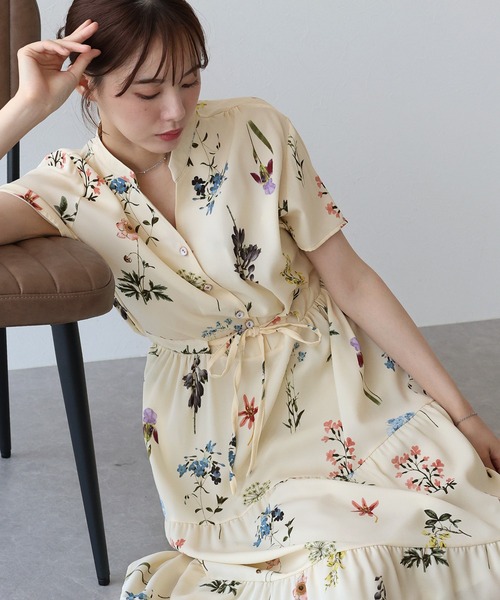 花柄シアーワンピース⭐︎ブルードレス⭐︎上品⭐︎大人可愛い⭐︎美品⭐︎送料無料⭐︎可愛い ブルー 花柄 ふわふわ 刺繍 ロング丈 豪華 袖あり 演出服 結婚式