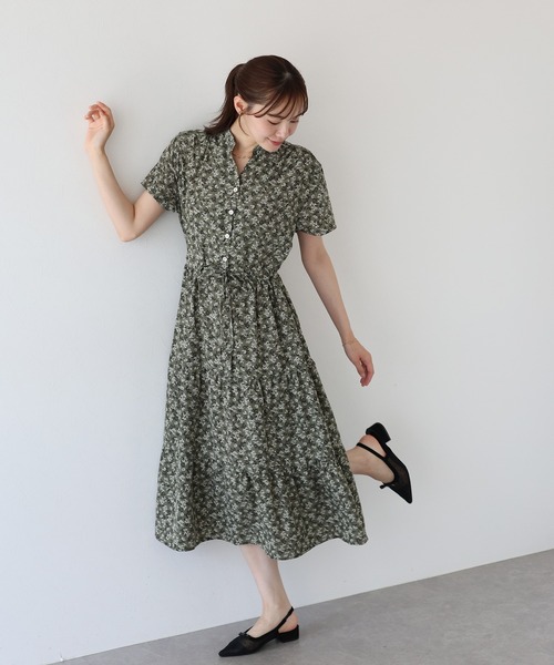 ★ジマーマン★Natura ミディドレス ブルー花柄ワンピース miniministore｜花柄 ロングワンピース レディース 春夏