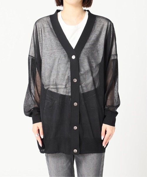 JOURNAL STANDARD◆LESSAGE/COSOシースルーカーディガン(薄手)/レーヨン/BLK/23080370020010 journal standard L'essage（ジャーナルスタンダードレサージュ
