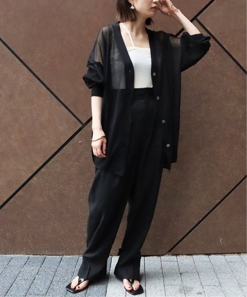 JOURNAL STANDARD◆LESSAGE/COSOシースルーカーディガン(薄手)/レーヨン/BLK/23080370020010 journal standard L'essage（ジャーナルスタンダードレサージュ