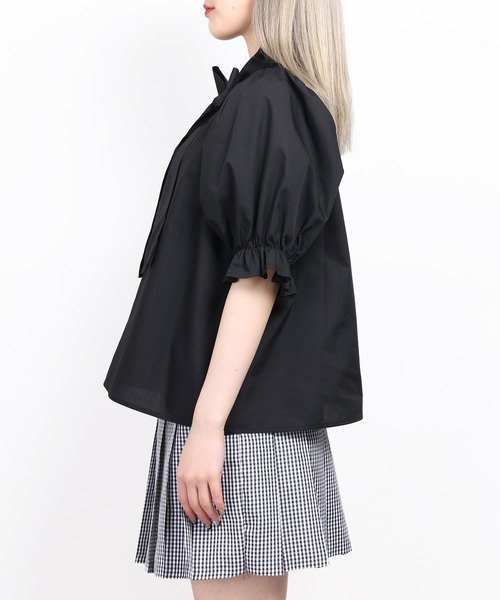 WC(ダブル シー)の「リボン付き半袖ブラウス(シャツ/ブラウス・レディース・ホワイト/ブラック/ブラック系その他・FREE)」の5枚目の写真