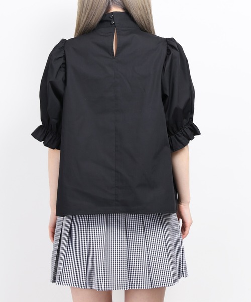黒い半袖ブラウス ウエストリボン付き ウエスト 付き」に該当するシャツ/ブラウス（リボン