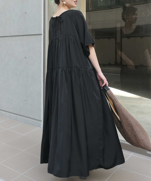 CORNERS（コーナーズ）の「ハーフスリーブティアードワンピース（ワンピース・レディース・ブラック/モカ/ライトベージュ/グレイッシュベージュ・M）」の6枚目の写真