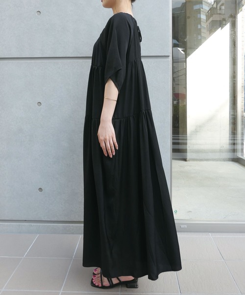 CORNERS（コーナーズ）の「ハーフスリーブティアードワンピース（ワンピース・レディース・ブラック/モカ/ライトベージュ/グレイッシュベージュ・M）」の20枚目の写真