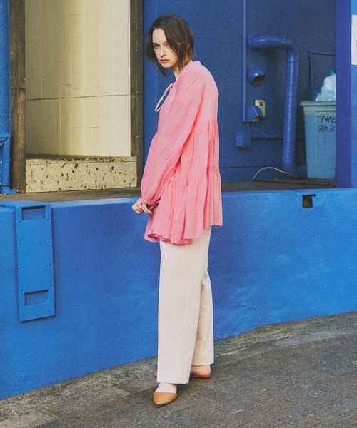 シアーコットンティアードブラウス