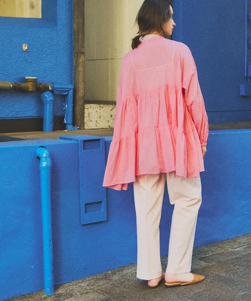 シアーコットンティアードブラウス