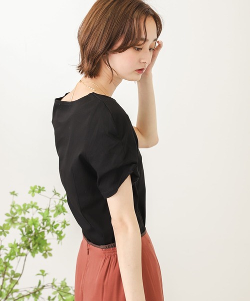 SENSE OF PLACE by URBAN RESEARCH（センスオブプレイスバイアーバンリサーチ）の「デザインスリーブコンパクトトップ（Tシャツ/カットソー・レディース・イエロー/ブラック/オフホワイト・ONE）」の4枚目の写真