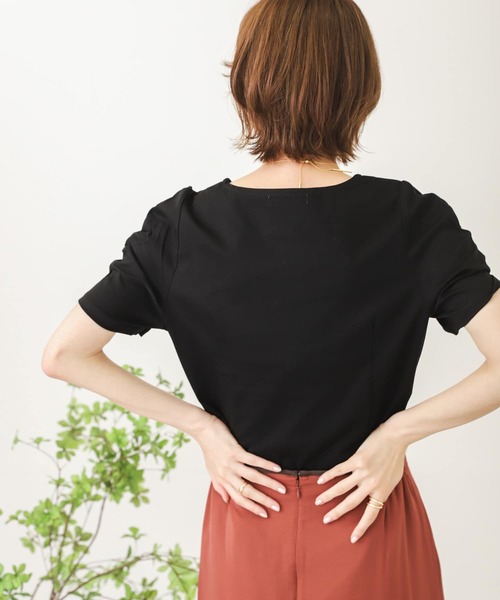 SENSE OF PLACE by URBAN RESEARCH（センスオブプレイスバイアーバンリサーチ）の「デザインスリーブコンパクトトップ（Tシャツ/カットソー・レディース・イエロー/ブラック/オフホワイト・ONE）」の5枚目の写真