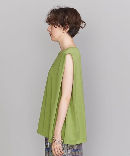 BEAUTY&YOUTH UNITED ARROWS（ビューティーアンドユースユナイテッドアローズ）の「BY コットンタックショルダーノースリーブニット -ウォッシャブル-（ニット/セーター・レディース・ホワイト/ブラック/ケリー・FREE）」の5枚目の写真