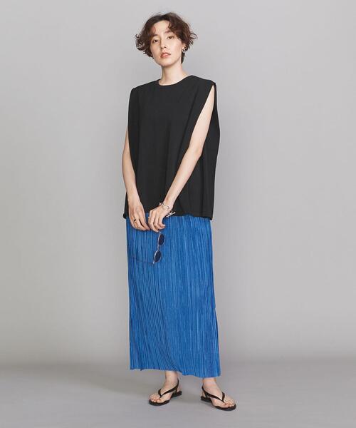 BEAUTY&YOUTH UNITED ARROWS（ビューティーアンドユースユナイテッドアローズ）の「BY コットンタックショルダーノースリーブニット -ウォッシャブル-（ニット/セーター・レディース・ホワイト/ブラック/ケリー・FREE）」の10枚目の写真