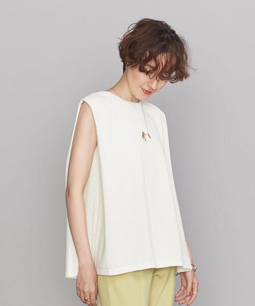 BEAUTY&YOUTH UNITED ARROWS（ビューティーアンドユースユナイテッドアローズ）の「BY コットンタックショルダーノースリーブニット -ウォッシャブル-（ニット/セーター・レディース・ホワイト/ブラック/ケリー・FREE）」の11枚目の写真