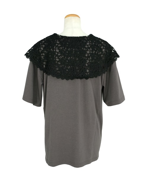 ANDJ(アンドジェイ)の「ビッグレース襟半袖Tシャツ(Tシャツ/カットソー・レディース・ホワイト/ブラック/チャコール・M)」の19枚目の写真