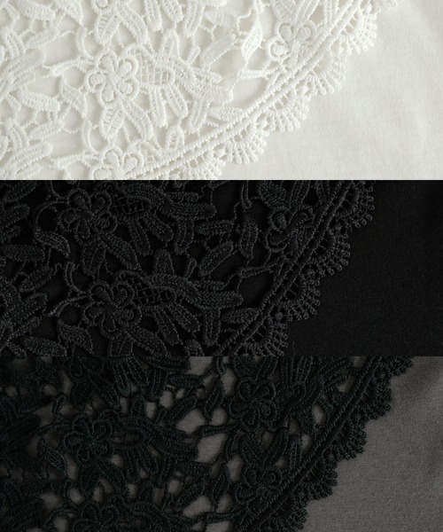 ANDJ(アンドジェイ)の「ビッグレース襟半袖Tシャツ(Tシャツ/カットソー・レディース・ホワイト/ブラック/チャコール・M)」の20枚目の写真