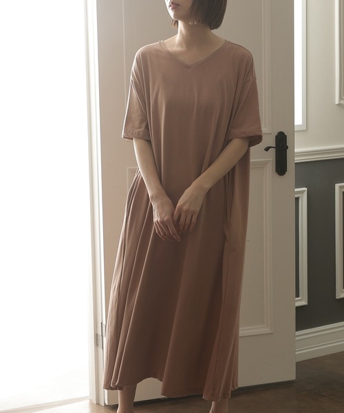 ElegChic(エレグシック)の「Aライン コットンワンピース(ワンピース・レディース・モカ/ブラック/グレイッシュベージュ・4L/XL/M)」の3枚目の写真