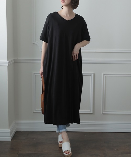 ElegChic(エレグシック)の「Aライン コットンワンピース(ワンピース・レディース・モカ/ブラック/グレイッシュベージュ・4L/XL/M)」の14枚目の写真
