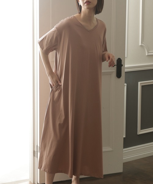 ElegChic(エレグシック)の「Aライン コットンワンピース(ワンピース・レディース・モカ/ブラック/グレイッシュベージュ・4L/XL/M)」の6枚目の写真