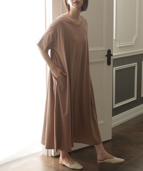 ElegChic(エレグシック)の「Aライン コットンワンピース(ワンピース・レディース・モカ/ブラック/グレイッシュベージュ・4L/XL/M)」の16枚目の写真