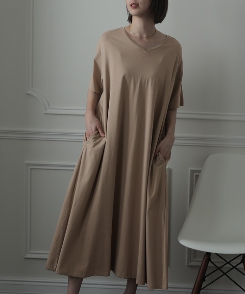 ElegChic(エレグシック)の「Aライン コットンワンピース(ワンピース・レディース・モカ/ブラック/グレイッシュベージュ・4L/XL/M)」の19枚目の写真
