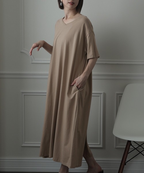 ElegChic(エレグシック)の「Aライン コットンワンピース(ワンピース・レディース・モカ/ブラック/グレイッシュベージュ・4L/XL/M)」の13枚目の写真
