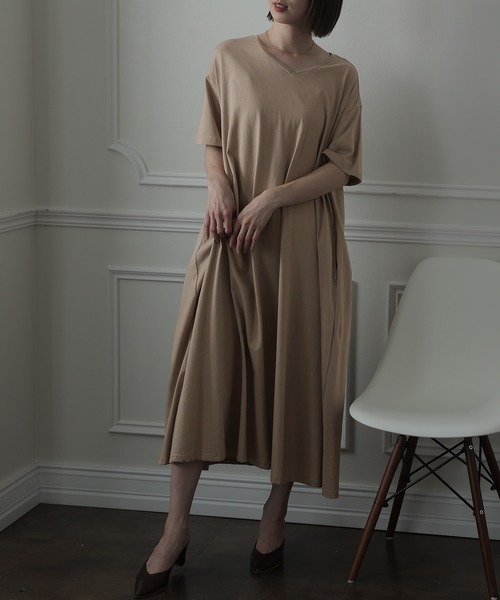 ElegChic(エレグシック)の「Aライン コットンワンピース(ワンピース・レディース・モカ/ブラック/グレイッシュベージュ・4L/XL/M)」の15枚目の写真