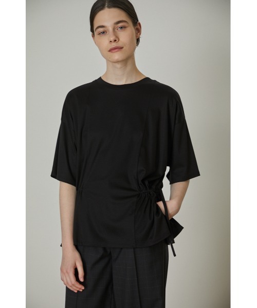 RIM.ARK(リムアーク)の「Side gather T/SH(Tシャツ/カットソー・レディース・ホワイト/ブラック・FREE)」の2枚目の写真