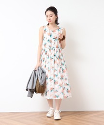nougatine | 綿100% 花柄 ノースリーブワンピース(ワンピース)
