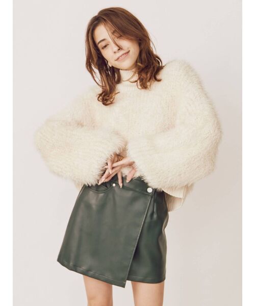 EVRIS（エヴリス）の「ラップデザインミニスカート（スカート・レディース・ブラック/グリーン/アイボリー・SMALL/MEDIUM）」の4枚目の写真