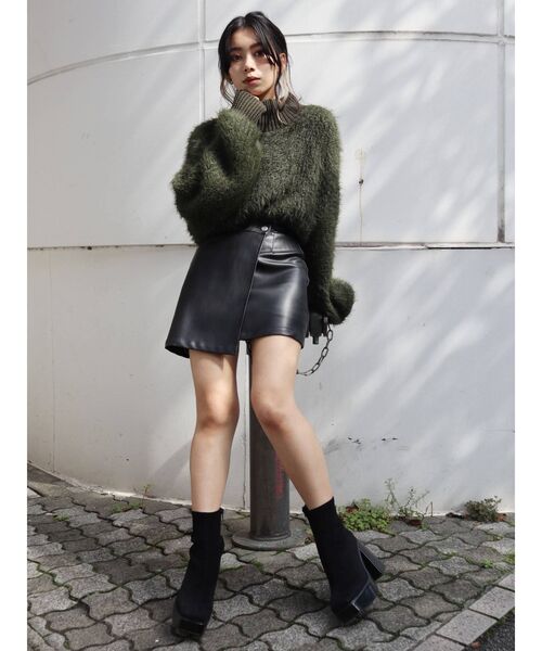 EVRIS（エヴリス）の「ラップデザインミニスカート（スカート・レディース・ブラック/グリーン/アイボリー・SMALL/MEDIUM）」の21枚目の写真